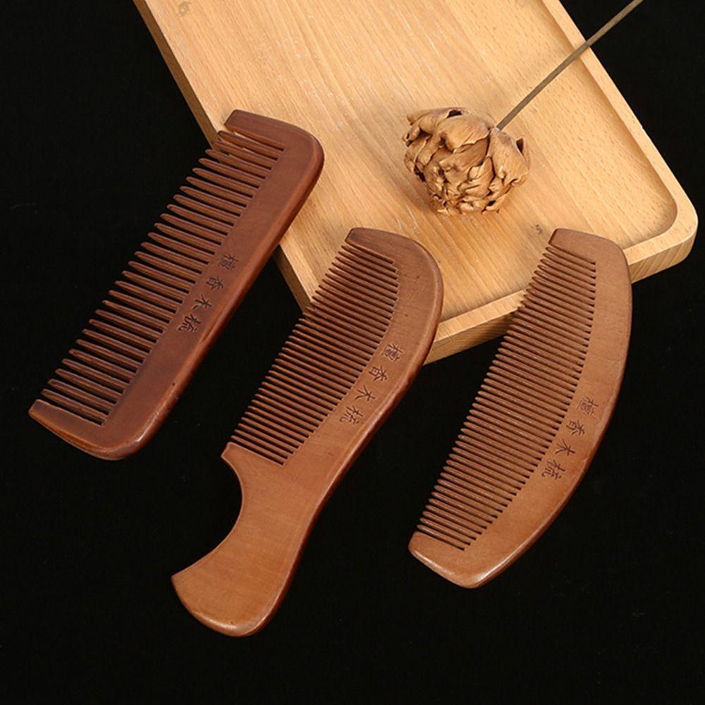 New Anti-Static Handcrafted Natural Peach Wood Hair Comb Head Massage Sandalwood Comb Hair Care Styling Tool