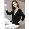 Women's Merino Wool Silk Blend Faux Two-Piece Knit Cardigan