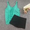 2023 Polka Dot Plus Size Women's Conservative Split Swimsuit
