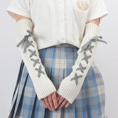 Women Knitted Arm Warmers Long Fingerless Gloves Winter Gothic Lolita Sweet Arm Sleeve Girls Y2K Classic Soft Mitten