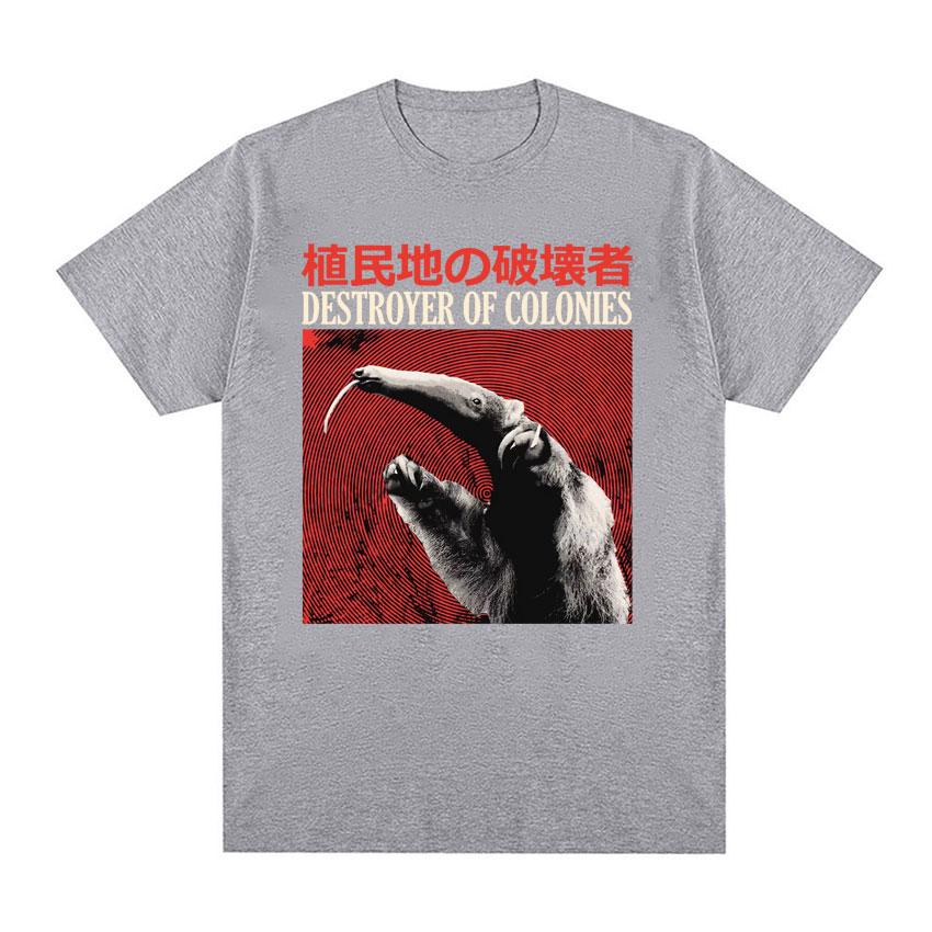 Zerstörer von Kolonien Ameisenbär Japanisches Vintage T-Shirt Unisex Damen Mode Lässig Gemütliches T-Shirt 100% Baumwolle Harajuku Gothic T-Shirt