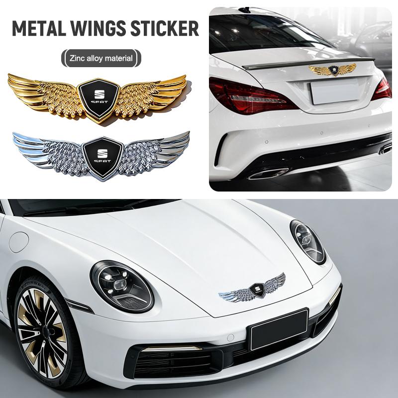 IKTY4 3D Metallflügel Stying Auto Kofferraum Kotflügel Emblem Aufkleber Für Seat FR Leon Ibiza Altea Exe Mk2 Mk3 Alhambra Dekoration Zubehör