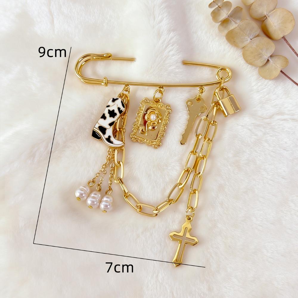 Fashion Pearl Shell Lady's Brooch Anti Exposure Fixed Pants Fixed Pin Versatile Creative Tassel Chain Brooch Clothes Decor