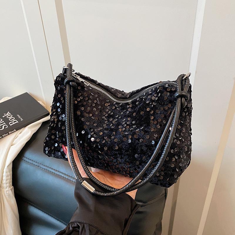 Sequin Shoulder Bag New Texture Casual Personality Simple Messenger Large Capacity Baguette Women's Bag