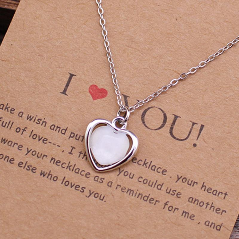 Korean version of simple personalized love cat eye necklace, fashionable and high-end women's versatile girl heart collarbone chain