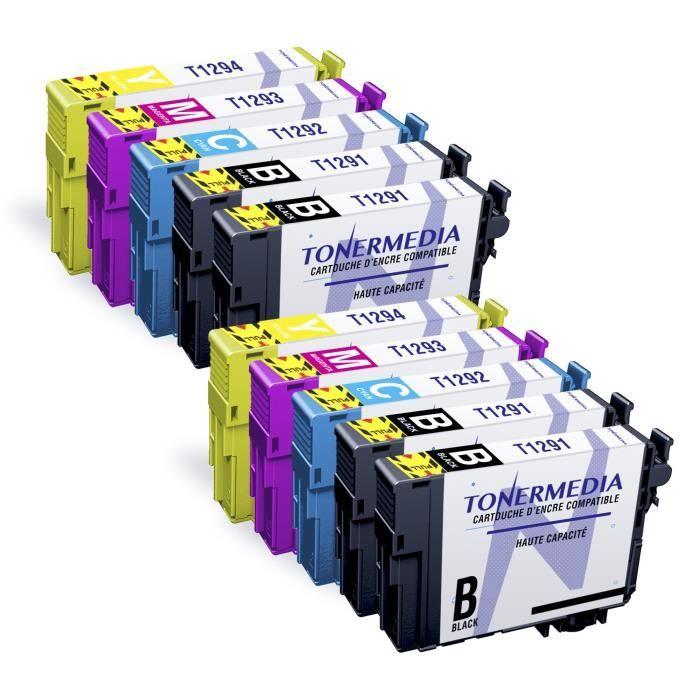 Cartouches d'encre - TONERMEDIA - T1295 - Pack de 10 - Compatible Epson - Multi-couleurs