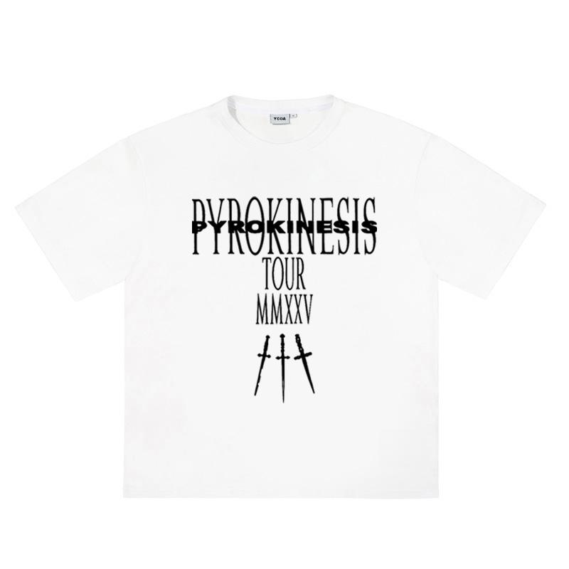 

Mens TShirts Pyrokinesis Tour Graphic Short Sleeve Tops Tees Cotton Fashion Vintage Summer Oversized Y2k Streetwear Clothing S