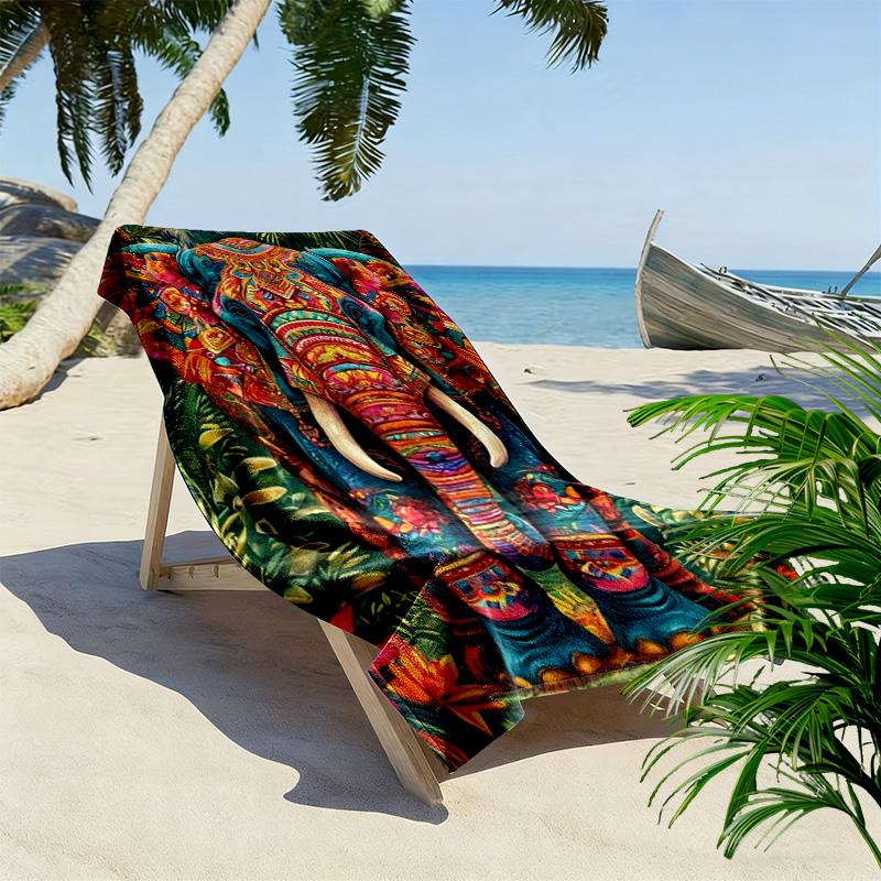 Serviette de plage imprimé éléphant majestueux, grande serviette douce à séchage rapide pour la plage, le camping, la natation