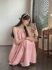 Halter Neck Pink Suspender Long Skirt - Women's Summer Beach Vacation Dress