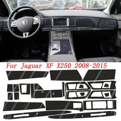 For Jaguar XF X250 2008-2015 Interior Central Control Panel Door Handle 5D Carbon Fiber Stickers Decals Car Styling Accessorie