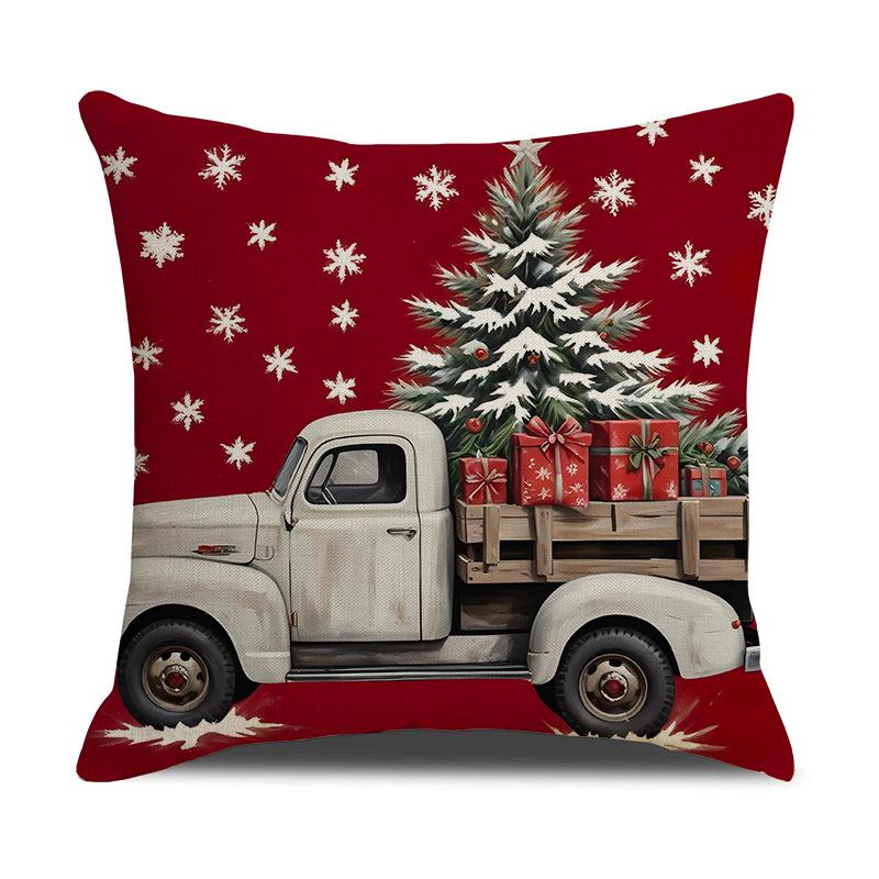 

New Christmas Pillow Four-piece Set Sofa Cushion Cushion Linen Letter Print Home Cushion 45X45cm (pillowcase only)