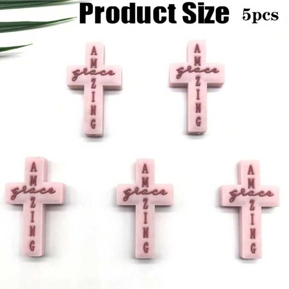 

5/8/40PCS Cross Silicone Bead Set, used for DIY jewelry making, as well as focal beads for pens, necklaces, and keychains