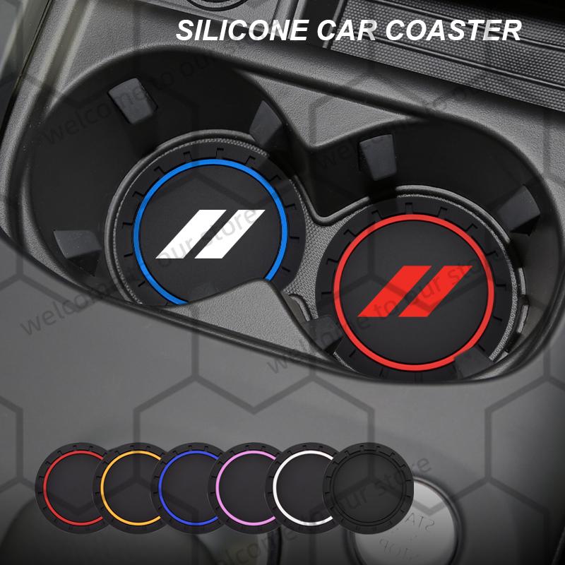 2pcs For Dodge // Emblem Challenger Ram 1500 Charger Hellcat Journey Durango Caravan Car Coaster Water n Cup Slot Non-Slip Pad