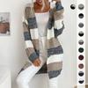 Casual Trend Versatile Autumn and Winter Women's Long Section Without Buttons Colorblocking Sweater Coat