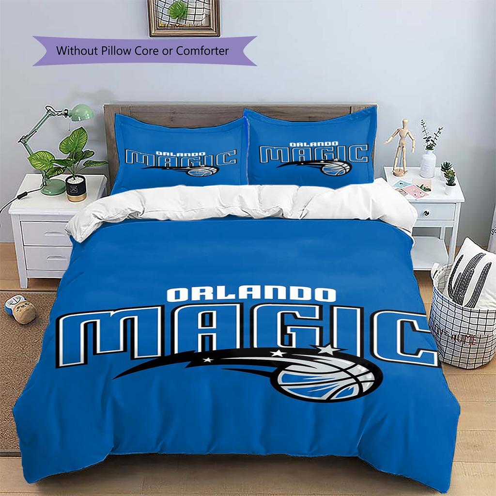 Orlando Magic Logo Pattern Bedding Set Quilt Cover Pillowcase Home Decor Gift (1 * Duvet Cover + 2 * Pillowcase, Without Core)