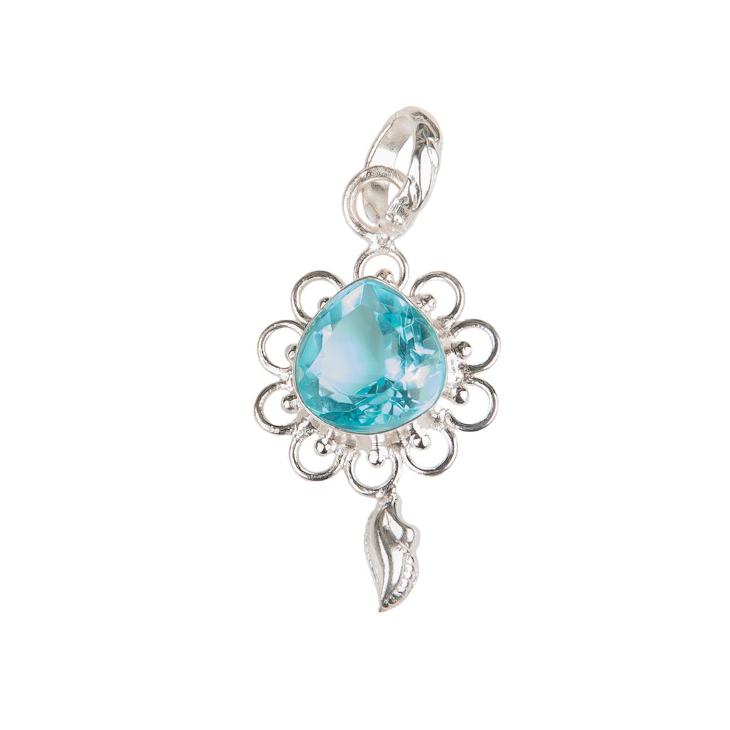 Rare  Sky Blue Topaz Gemstone 925 Sterling Silver Handmade Jewelry Pendant 1.80" PP-4-8