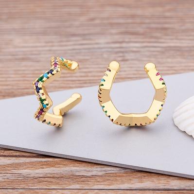 

Nidin New Fashion 13 Styles Copper Zircon Wrap Earring Tragus Body Jewelry Ear Cuff Clip Nose Ring Fake Piercing Snug Earrings
