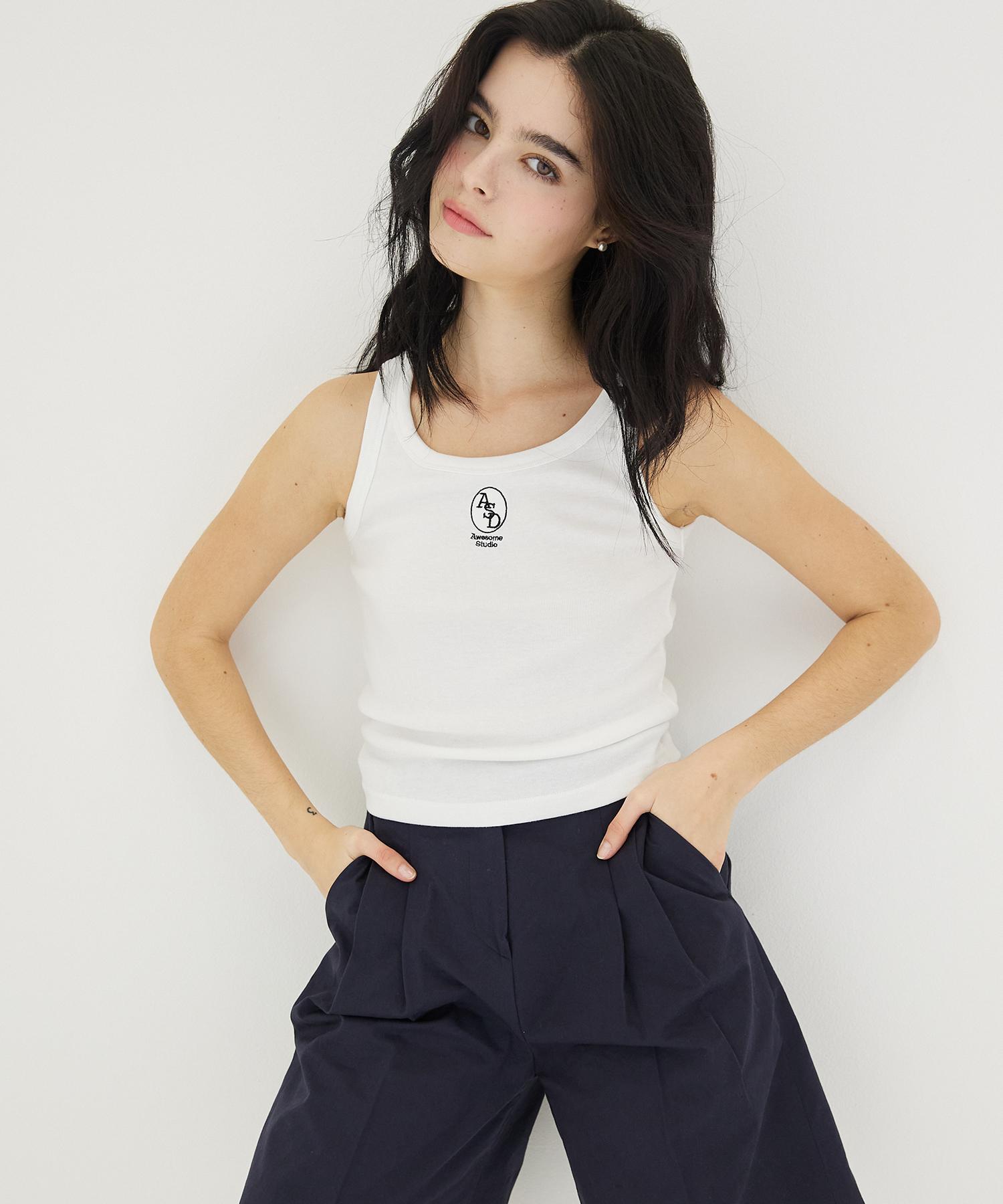 Awesome Studio U-Neck Rib Sleeveless White Free