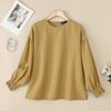 ZANZEA Women Casual Round Neck Solid Color 3/4 Sleeve Loose Blouse