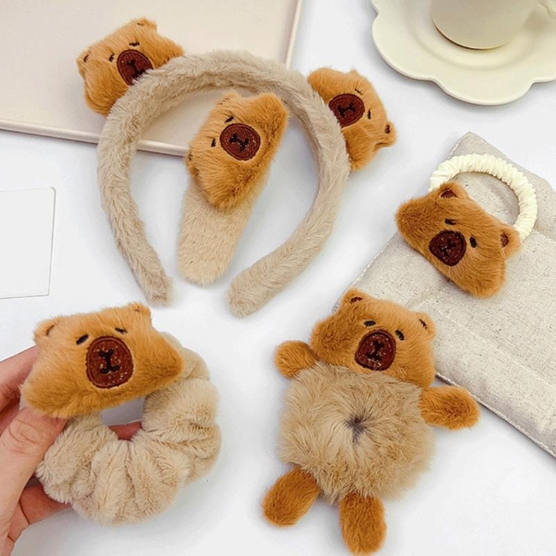 Niedliche Capybara Haarbänder Plüsch Stirnband Weiche Elastische Designs Haarband Haarschmuck für Kinder Jugendliche und Tierliebhaber