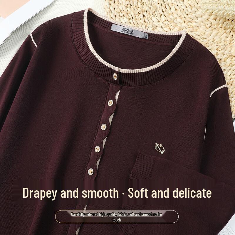 Snowflying Women s Lyocell Blend Patchwork 3/4 Sleeve Knit Top M