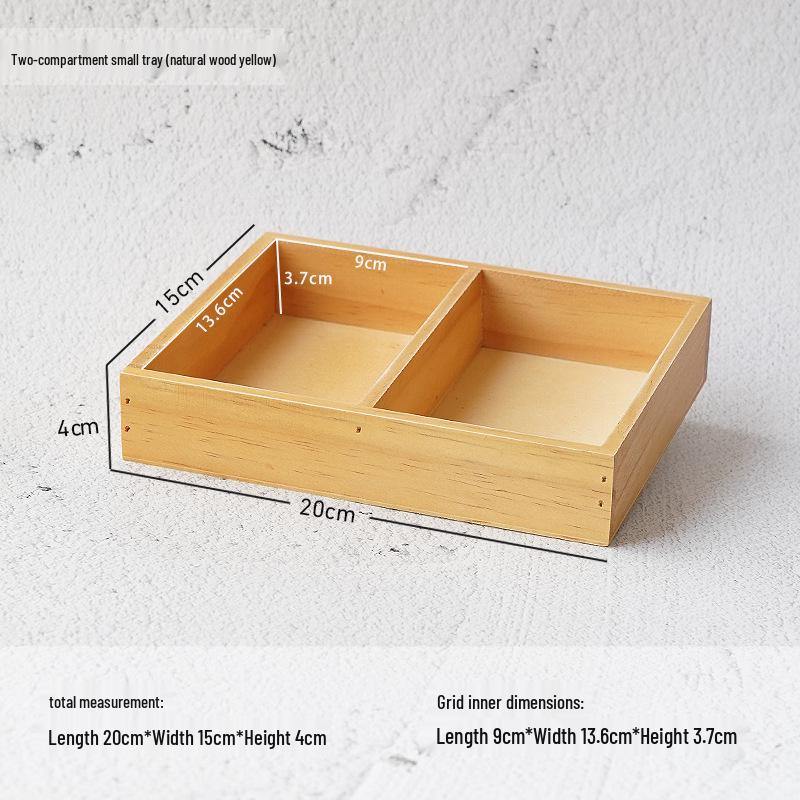 Retro Wooden Multi-Grid Desktop Storage Box and Display Tray