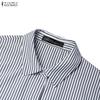ZANZEA Women Casual Turn Down Collar Summer Short Sleeve Stripe Shirt Dress