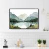 Misty Forest Mountain Lake River Watercolor Landscape Neutral Poster Canvas Printing Minimalist Wall Art Picture Home Room Decor