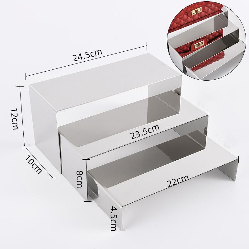 Metal Shoe Handbag Display Riser Stand Stainless Steel Shoe Bag Riser Holder Jewelry Display Riser Shelf Showcase Fixtures