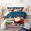 Festive Santa Claus Duvet Cover Set Christmas Comforter Cover Merry Christmas Bedding Sets Winter Snow Holiday Quilt Cover