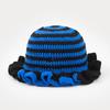New Colorful Crochet Ruffle Brim Knit Bucket Hats Winter Woman Handmade Stretch Fisherman Cap Outdoor Warm Windproof Beanie Hat