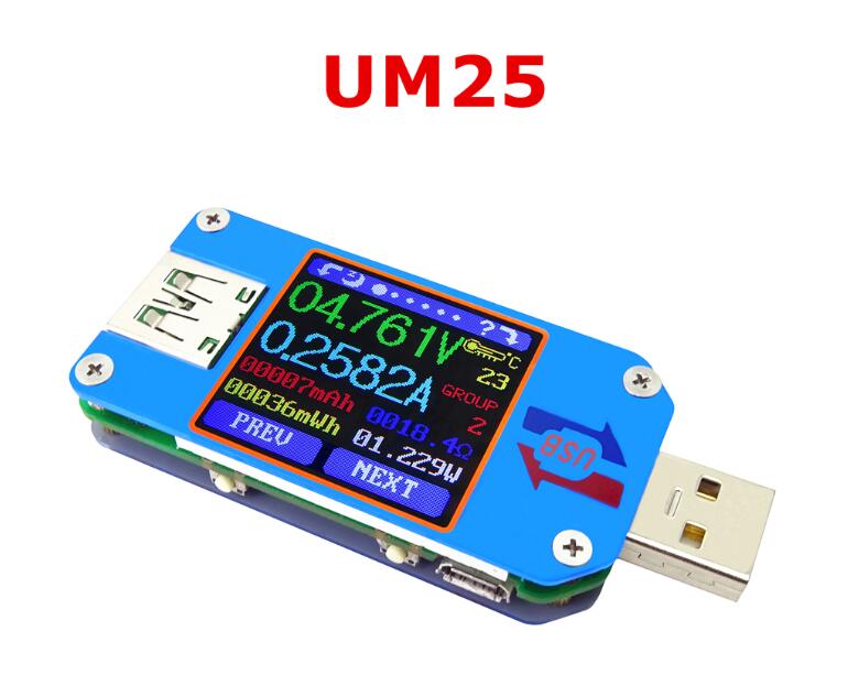 Type- C Voltmeter Ammeter UM25/25C UM24/24C UM34/34C Color LCD Display  DC Volt Quick Charger Amp Ammeter Power Bank Detector