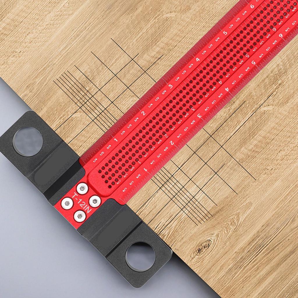 Lochmarkierungs-T-Lineal Aluminiumlegierung Verschleißfest Loch-T-Typ Anreißlineal für die Holzbearbeitung