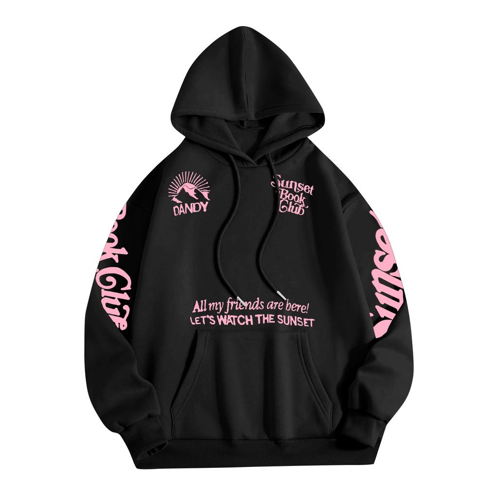 Children's Casual Fashion Letter Print Long-sleeved Drawstring Hooded Sweatshirt