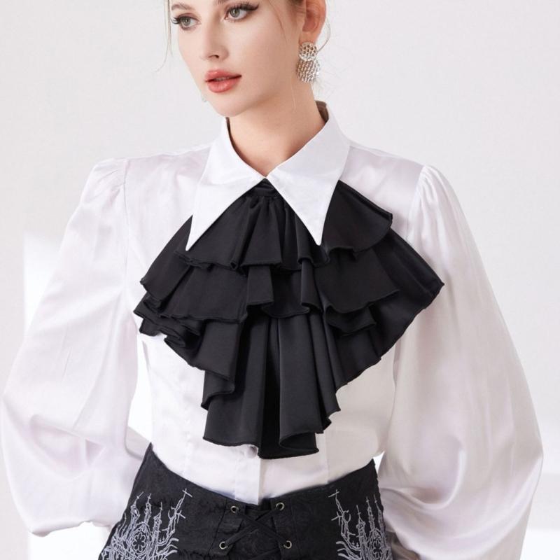 Adjustable Multi Layer Flouncing Detachable Collar For Blouses Dresses Gothic Fashion Accessory In White