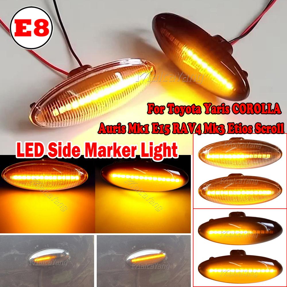 1 Pair LED Car Dynamic Side Marker Blinker Light For Toyota Yaris Mk2 COROLLA Auris Mk1 E15 RAV4 Mk3 Scroll Turn Signal LampTurn Signal 2