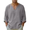 Men's Casual And Fashionable Loose V-neck Long Sleeved Shirt Top