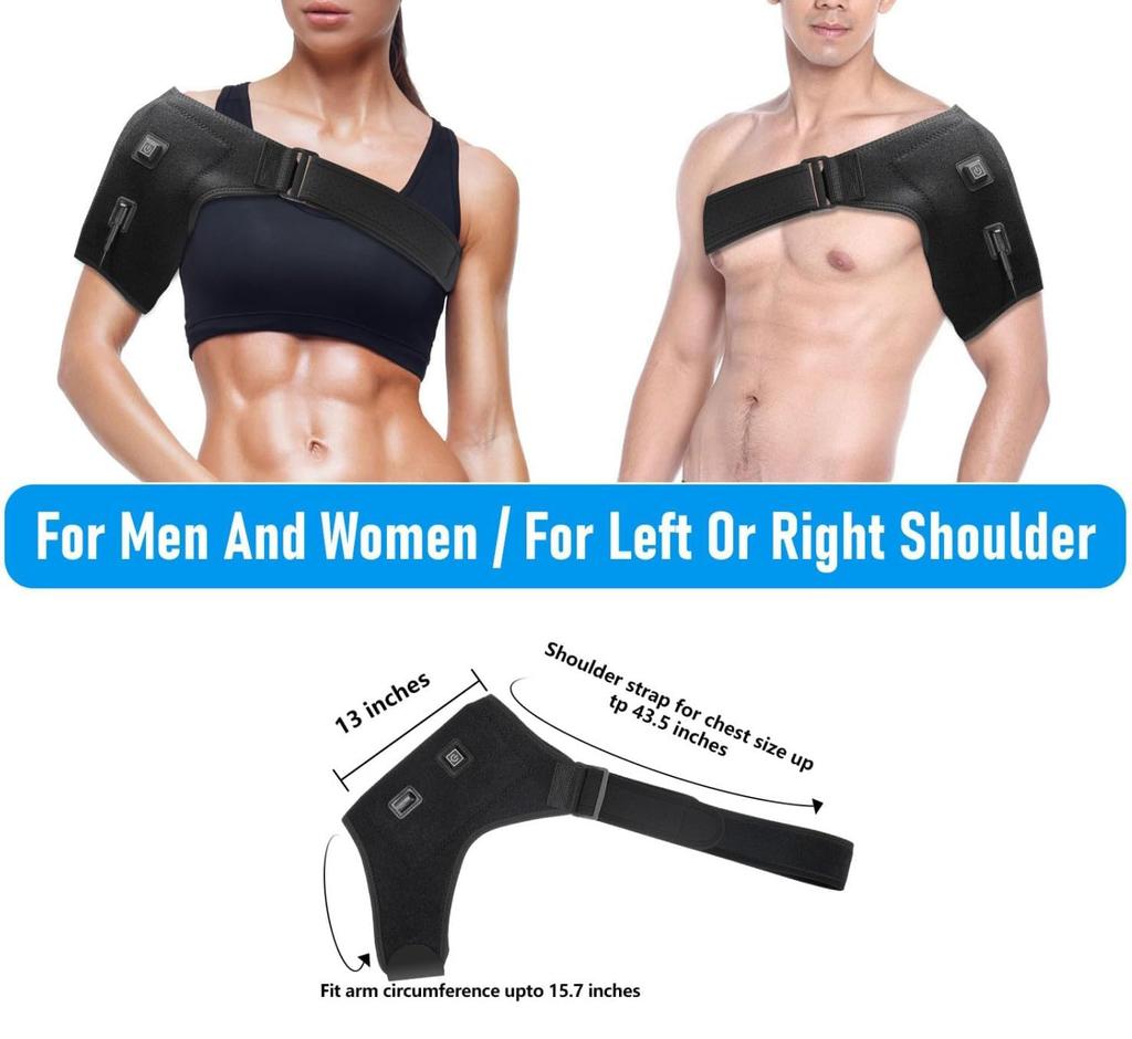 Electric Heated Shoulder Brace Wrap Pain Relief 3 Heat Levels Heating Pad Health Care Arm Shoulder Massage Support Belt Strap