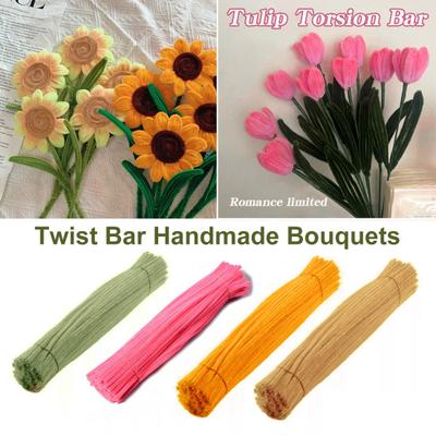 100Pcs Colourful Woolen Twisting Stick Parent-Child Interaction Intellectual Development DIY Crafts Handmade Bouquets