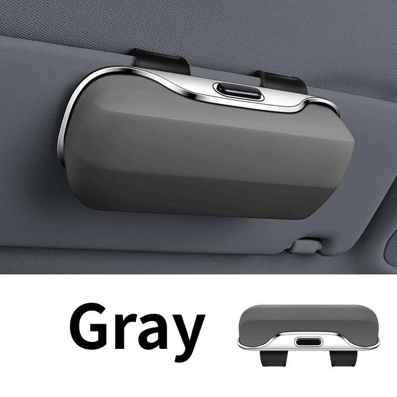 

1 pcsMultifunctional Glasses Case for Cars That Can Be Attached to The Sun Visor, Serving As a Holder.receipt compartment серый