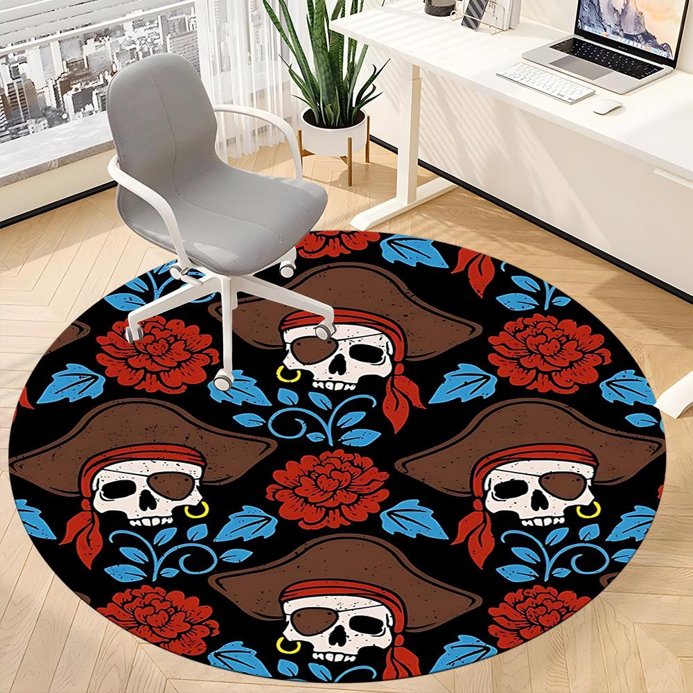 1pc Pirate Skulls Carpet for Office, Non-slip, Soft and Durable Office Rug, Perfect for Office yy260128052