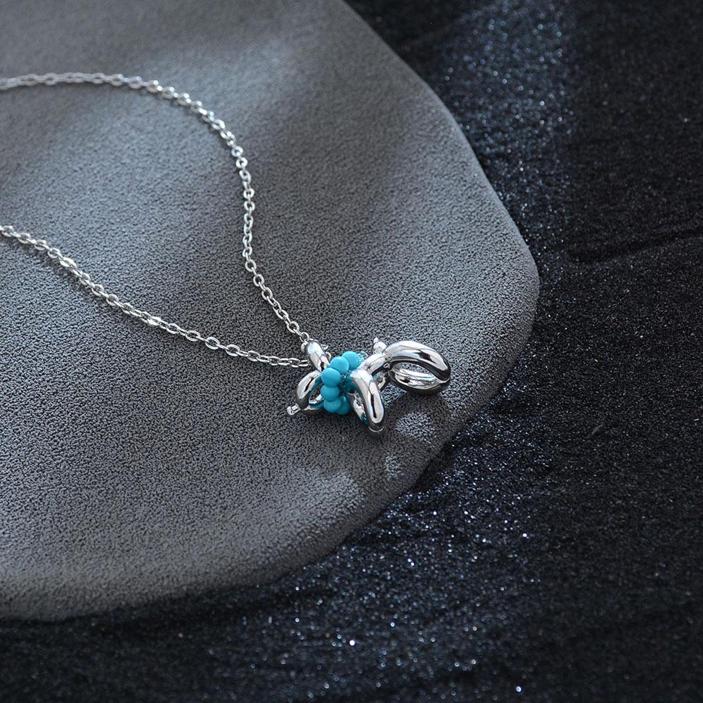 Turquoise Balloon Puppy Necklace Female Niche Light Luxury High Sense Dopamine Cute Collarbone Chain