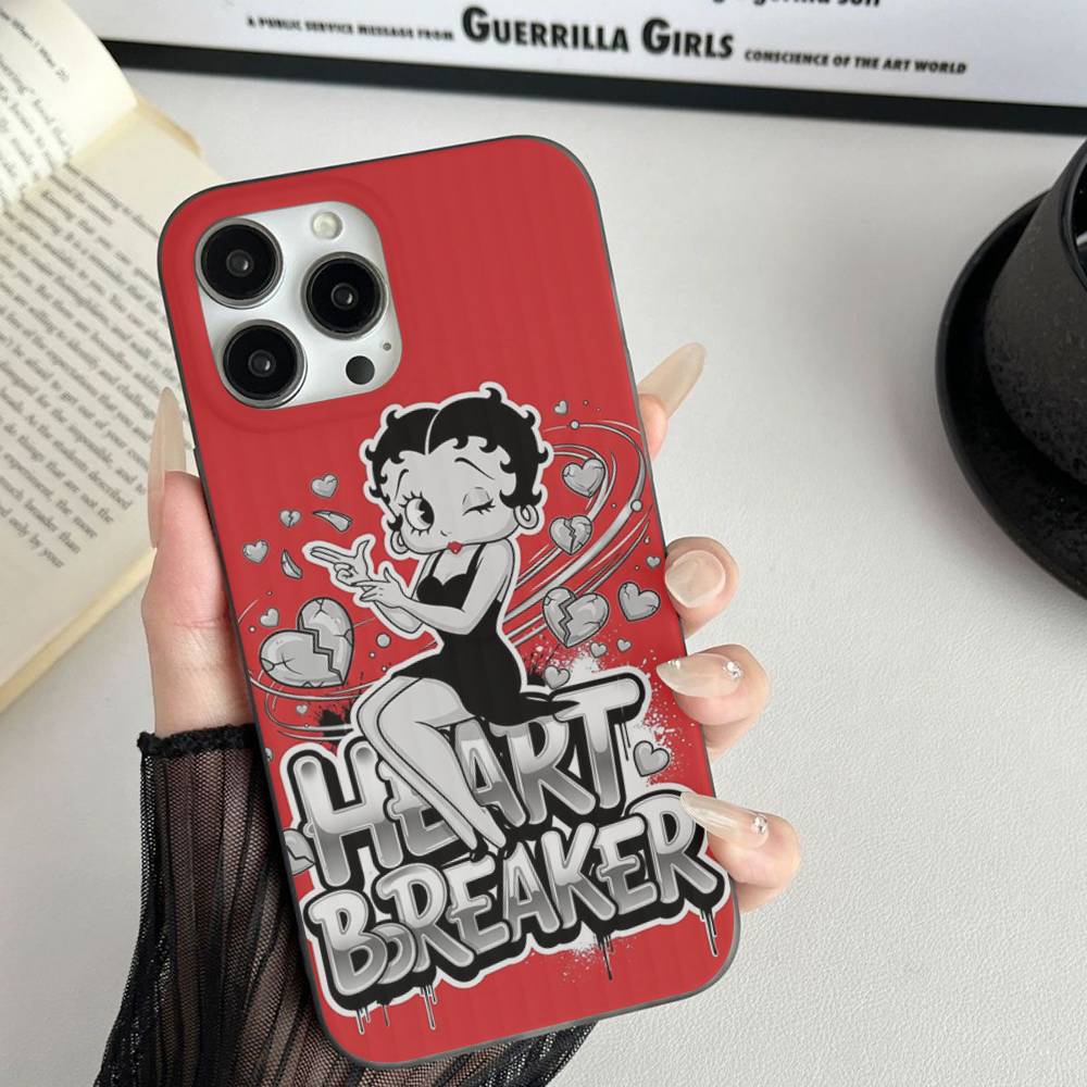 Animation B-Betty Boop Soft Corrugated Transparent Phone Case For IPhone 17 15 16 11 12 13 14 Pro Max Plus Pro
