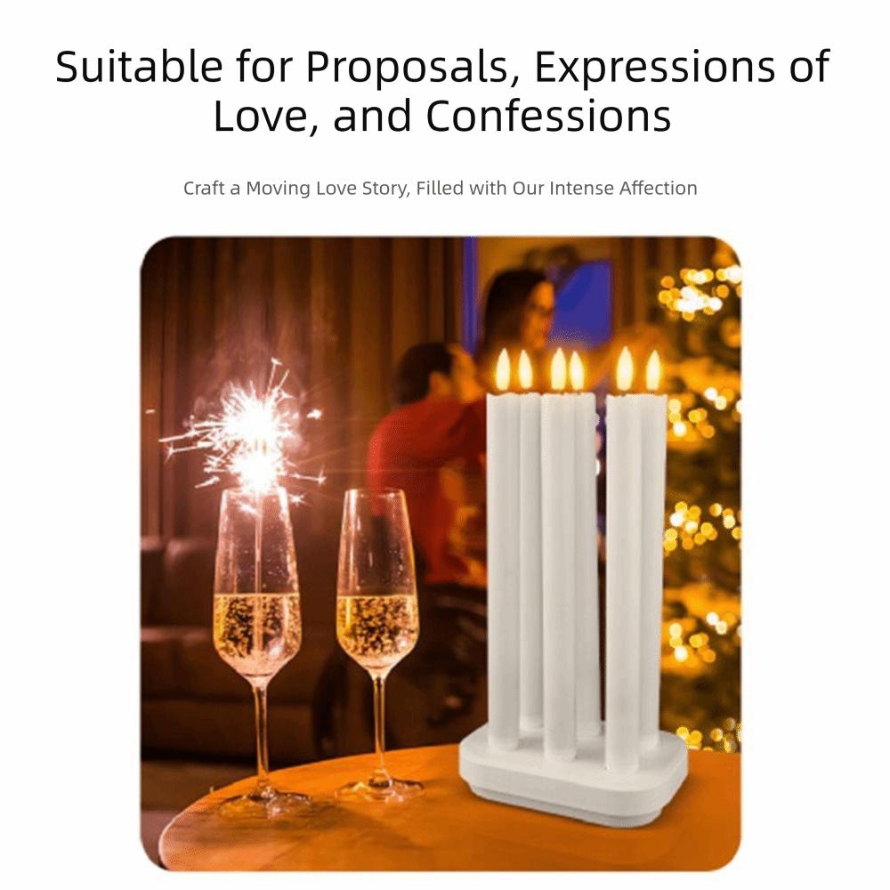 Remote Controlled LED Taper Candles Real Waxy Texture Timer Function 3D Flame Flickering Candles with Charging Station