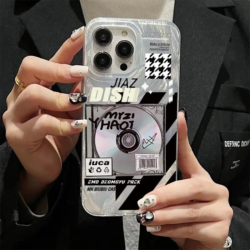 For Samsung Galaxy A16 A15 A35 A55 A34 A54 A33 for S25 S24FE S21 S23 S22 Ultra Case Retro Record Player Laser Silver Phone Cover A54