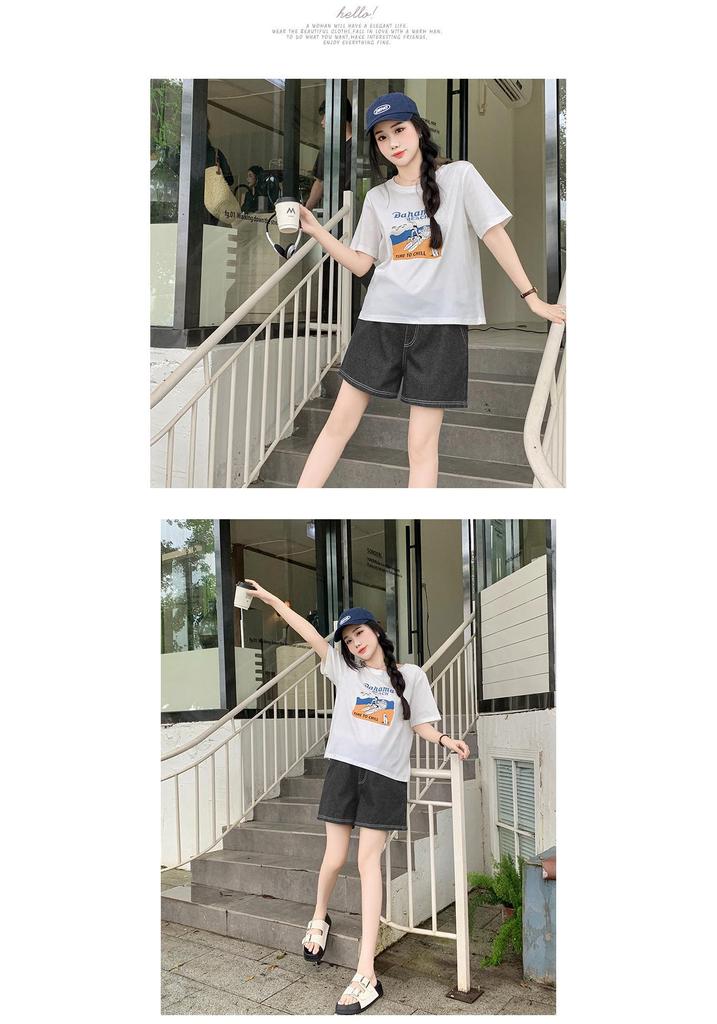 Summer Maternity Wide-Leg Denim Shorts - Casual Loose-Fit Low-Waist Jeans