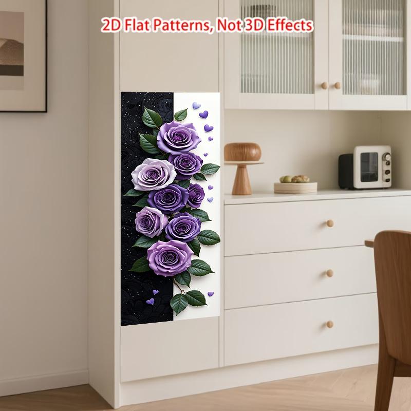 84Style Fridge Stickers Refrigerator Cover Door Landscape Plant Sea Vinyl Self Adhesive Kitchen Furniture Decor Wrap Freezer Sticker DIY