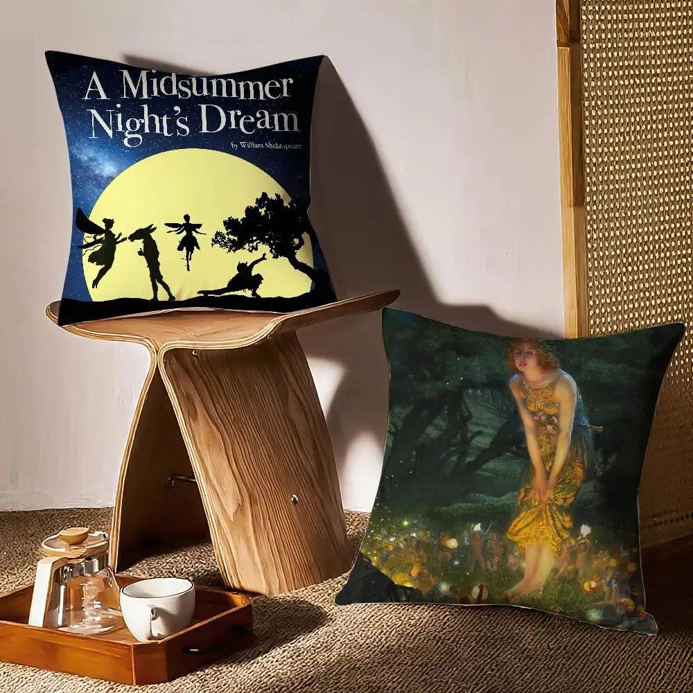 A M-Midsummer Nights Dream Pillow Case Sofa and Living Room Decorative Cushion Covers Dust-proof and Mite-proof Invisible Zipper
