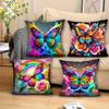 4pcs Butterfly Rose Art Theme Digital Printing Pillow Cover Short Plush Suitable Living Rooms Bedrooms Sofas Throw Cushion Cover