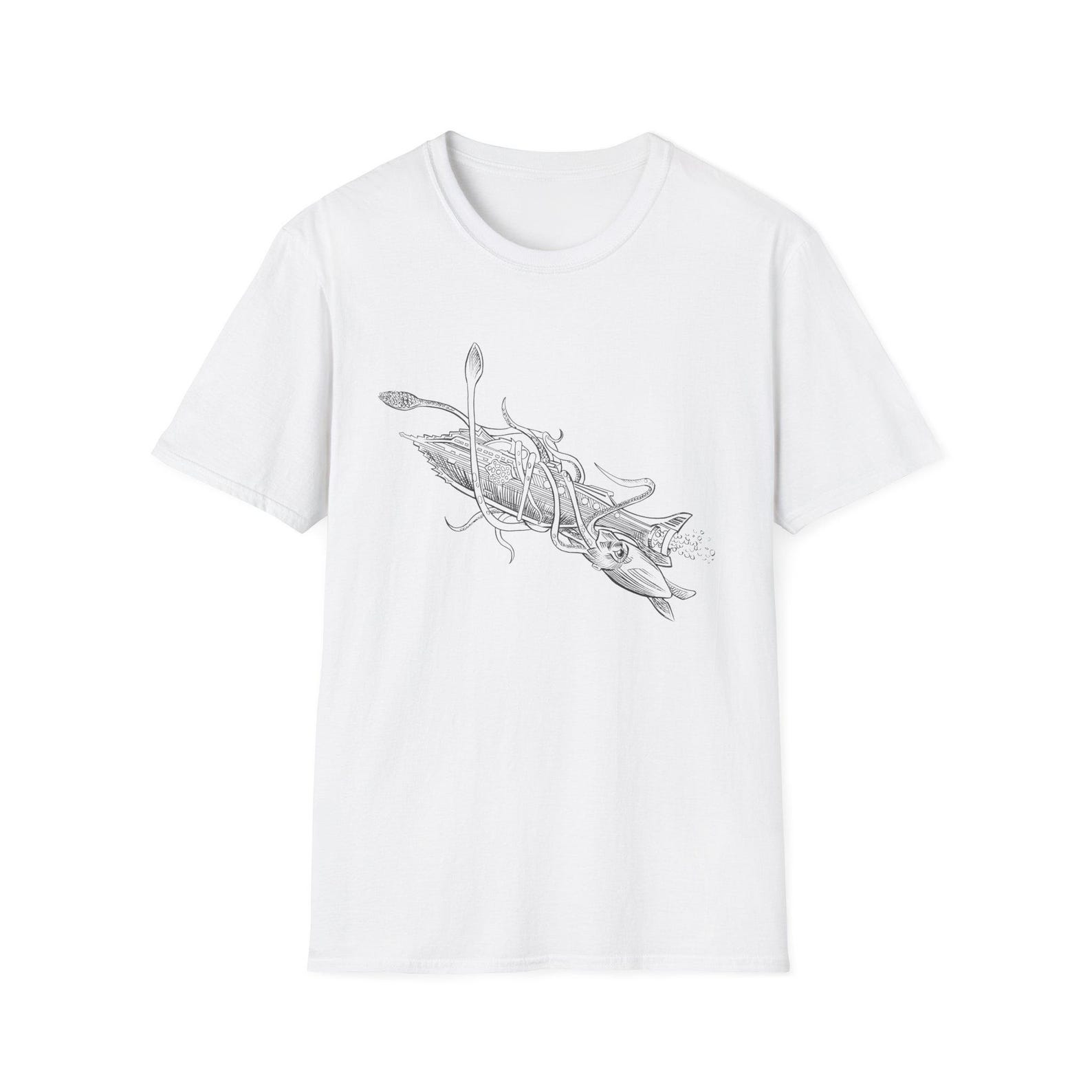 10000 Leagues Under The Sea, Nautilus Themed Unisex Softstyle T-Shirt, 4XL